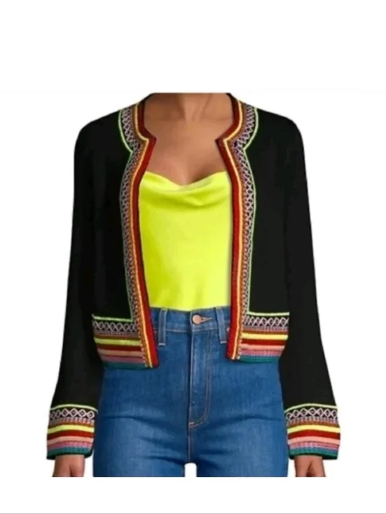 alice + oliva embroidered open front jacket Size XS - Picture 2 of 15